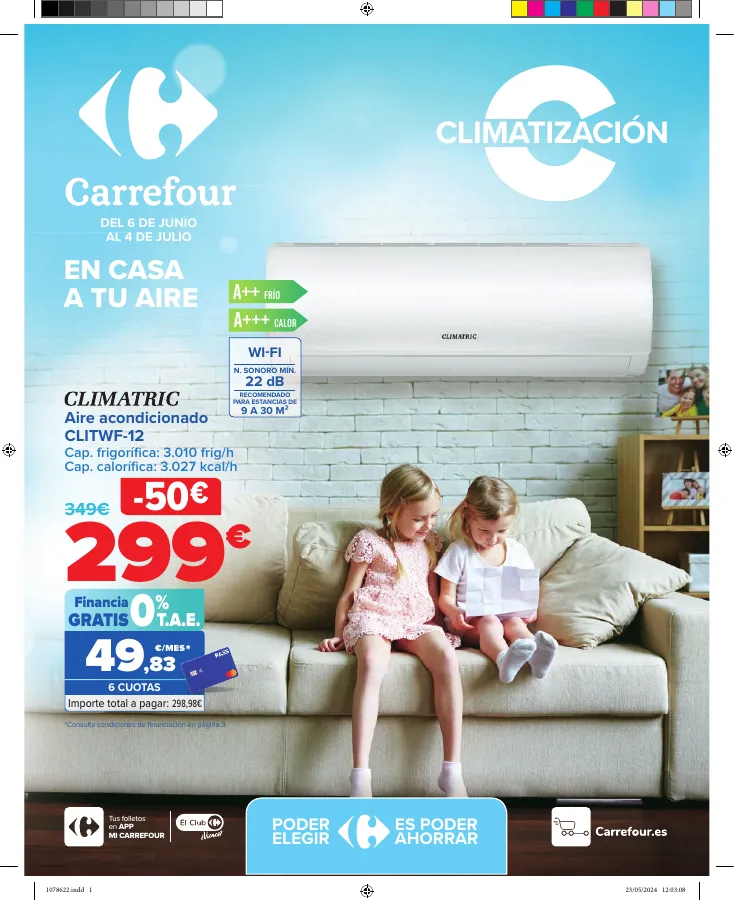 Número de página 1 del folleto promocional de la tienda Carrefour - CLIMATIZACIÓN - fecha de vigencia: desde06.06 bis 04.07