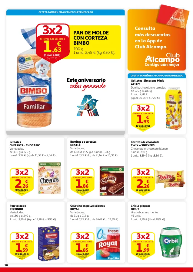 Número de página 10 del folleto promocional de la tienda Alcampo - 3x2 en una gran selección de producto... - fecha de vigencia: desde13.06 bis 26.06