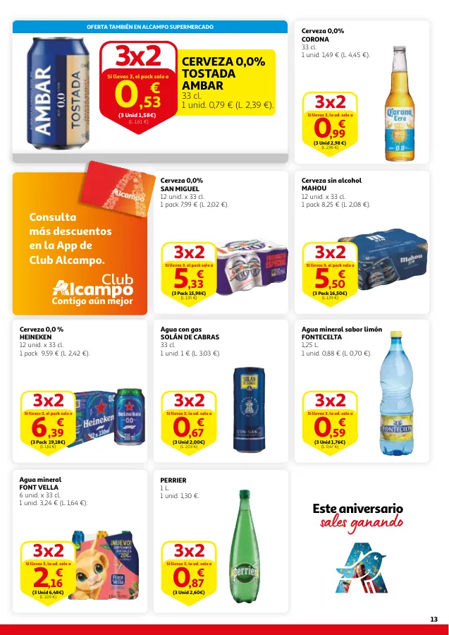 Número de página 13 del folleto promocional de la tienda Alcampo - 3x2 en una gran selección de producto... - fecha de vigencia: desde13.06 bis 26.06