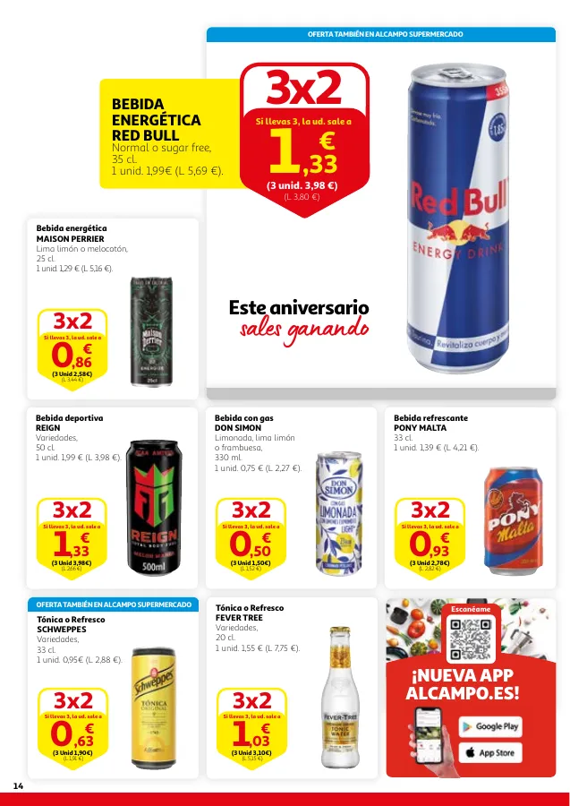 Número de página 14 del folleto promocional de la tienda Alcampo - 3x2 en una gran selección de producto... - fecha de vigencia: desde13.06 bis 26.06