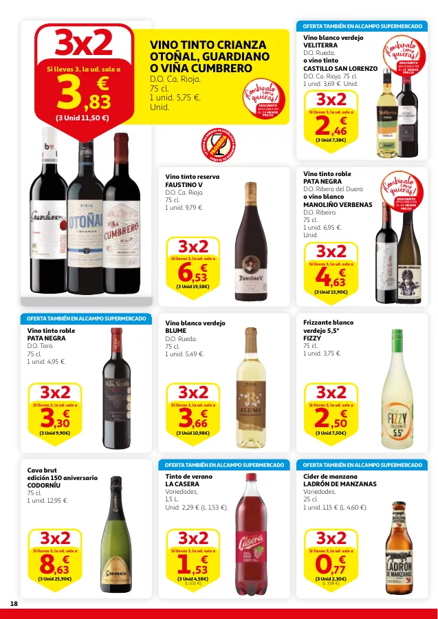 Número de página 18 del folleto promocional de la tienda Alcampo - 3x2 en una gran selección de producto... - fecha de vigencia: desde13.06 bis 26.06