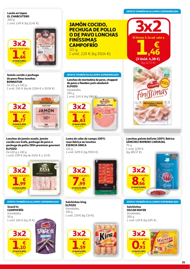 Número de página 31 del folleto promocional de la tienda Alcampo - 3x2 en una gran selección de producto... - fecha de vigencia: desde13.06 bis 26.06