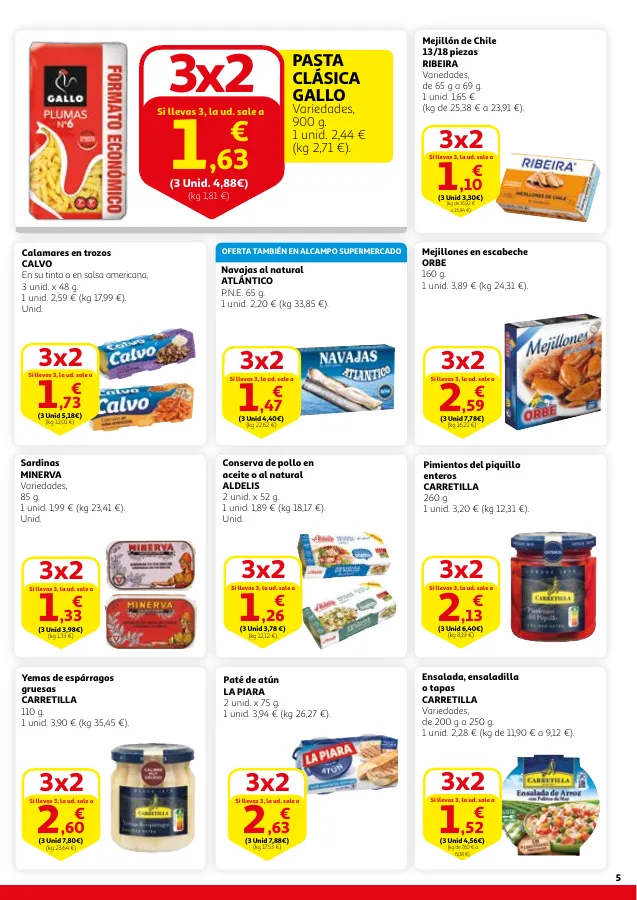 Número de página 5 del folleto promocional de la tienda Alcampo - 3x2 en una gran selección de producto... - fecha de vigencia: desde13.06 bis 26.06