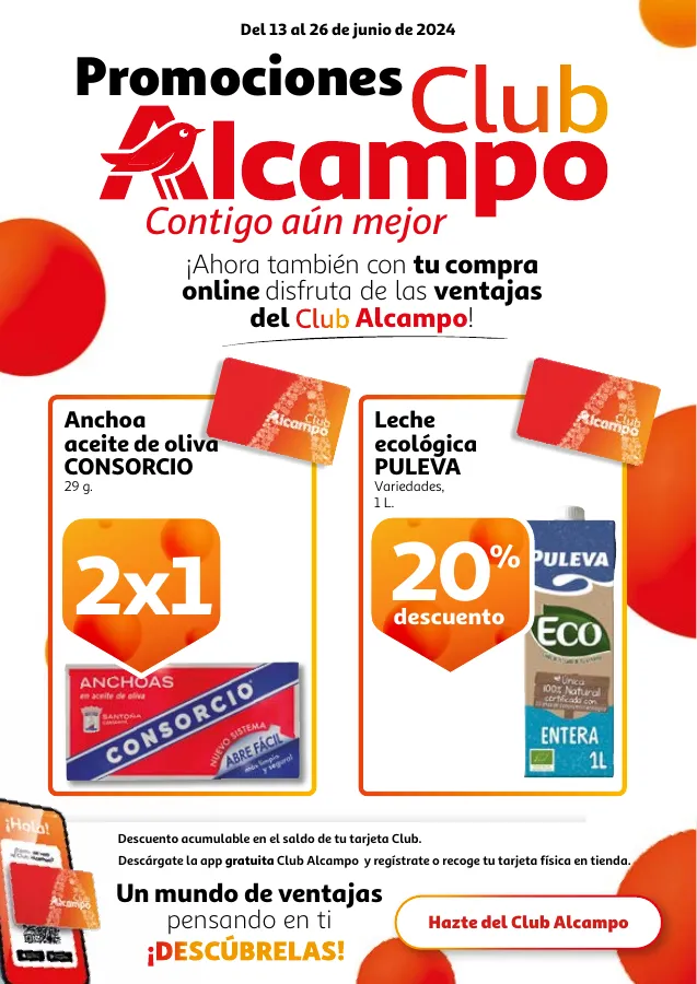 Número de página 1 del folleto promocional de la tienda Alcampo - Promociones Club Alcampo Contigo aún ... - fecha de vigencia: desde13.06 bis 26.06