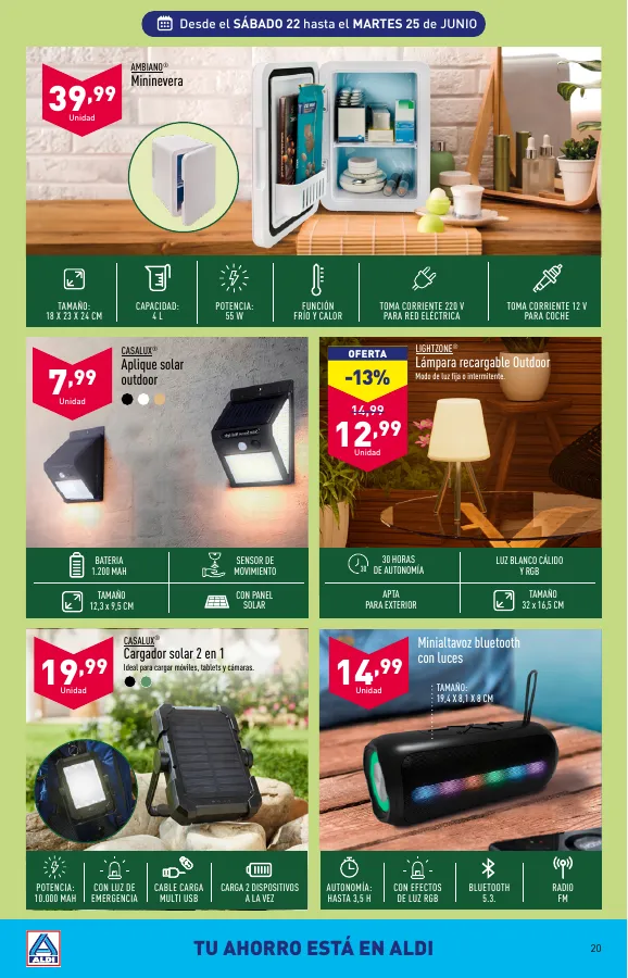 Número de página 20 del folleto promocional de la tienda Aldi - Folleto semanal Península - fecha de vigencia: desde19.06 bis 25.06