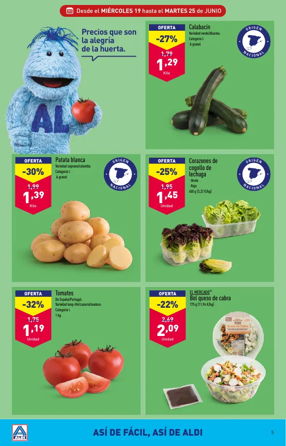 Número de página 5 del folleto promocional de la tienda Aldi - Folleto semanal Península - fecha de vigencia: desde19.06 bis 25.06