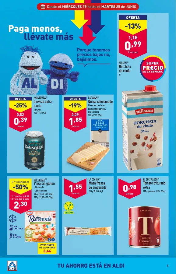 Número de página 8 del folleto promocional de la tienda Aldi - Folleto semanal Península - fecha de vigencia: desde19.06 bis 25.06