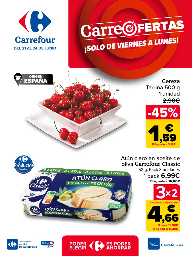 Número de página 1 del folleto promocional de la tienda Carrefour - CARREOFERTAS - fecha de vigencia: desde21.06 bis 24.06