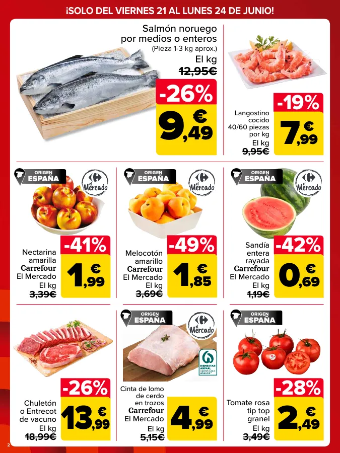 Número de página 2 del folleto promocional de la tienda Carrefour - CARREOFERTAS - fecha de vigencia: desde21.06 bis 24.06