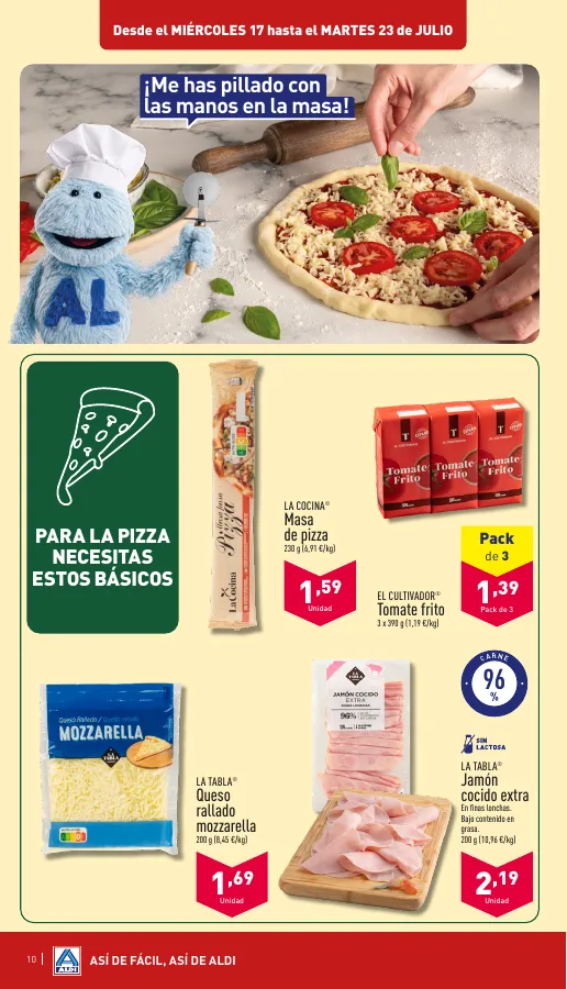 Número de página 10 del folleto promocional de la tienda Aldi - Amor a primer bocado y por un precio muy bajo - fecha de vigencia: desde17.07 bis 23.07