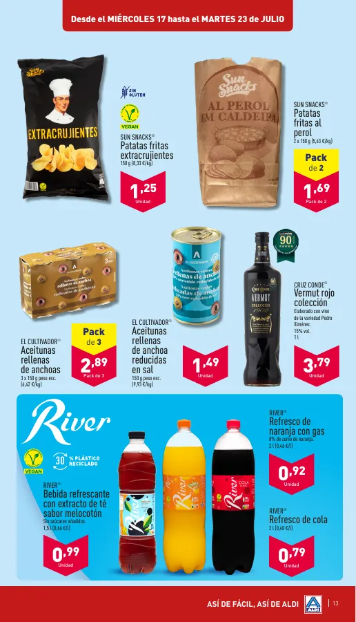 Número de página 13 del folleto promocional de la tienda Aldi - Amor a primer bocado y por un precio muy bajo - fecha de vigencia: desde17.07 bis 23.07