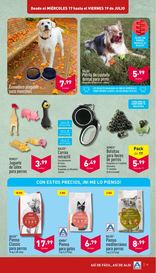 Número de página 19 del folleto promocional de la tienda Aldi - Amor a primer bocado y por un precio muy bajo - fecha de vigencia: desde17.07 bis 23.07