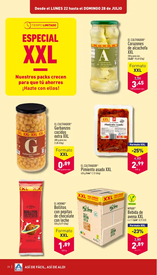 Número de página 24 del folleto promocional de la tienda Aldi - Amor a primer bocado y por un precio muy bajo - fecha de vigencia: desde17.07 bis 23.07