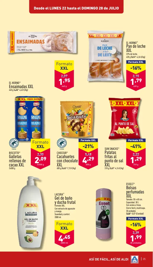 Número de página 25 del folleto promocional de la tienda Aldi - Amor a primer bocado y por un precio muy bajo - fecha de vigencia: desde17.07 bis 23.07