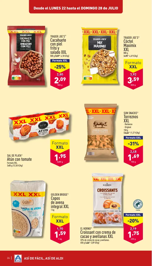 Número de página 26 del folleto promocional de la tienda Aldi - Amor a primer bocado y por un precio muy bajo - fecha de vigencia: desde17.07 bis 23.07