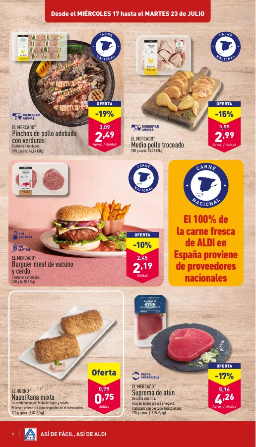 Número de página 6 del folleto promocional de la tienda Aldi - Amor a primer bocado y por un precio muy bajo - fecha de vigencia: desde17.07 bis 23.07