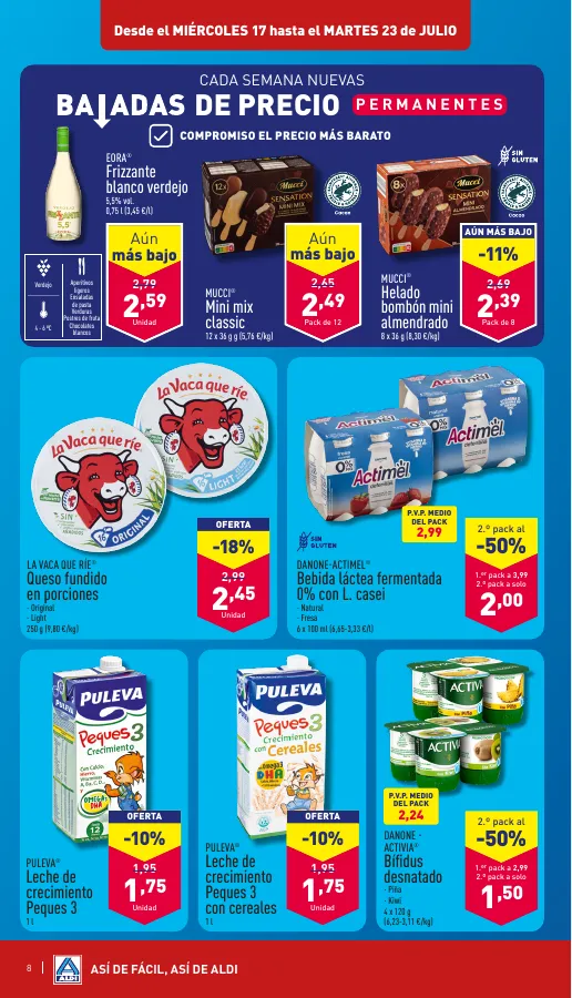 Número de página 8 del folleto promocional de la tienda Aldi - Amor a primer bocado y por un precio muy bajo - fecha de vigencia: desde17.07 bis 23.07