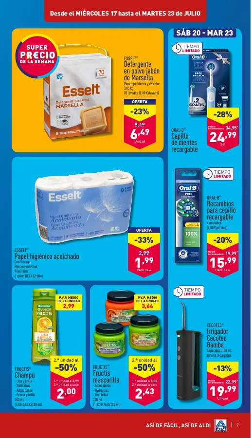 Número de página 9 del folleto promocional de la tienda Aldi - Amor a primer bocado y por un precio muy bajo - fecha de vigencia: desde17.07 bis 23.07