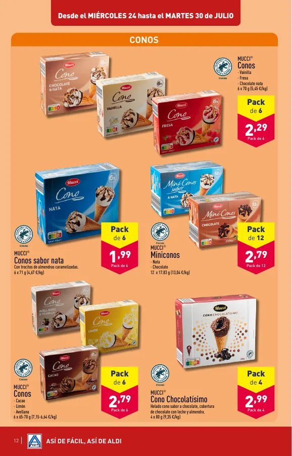 Número de página 12 del folleto promocional de la tienda Aldi - vienen de cerca, pero con estos precios van a llegar lejos - fecha de vigencia: desde24.07 bis 30.07