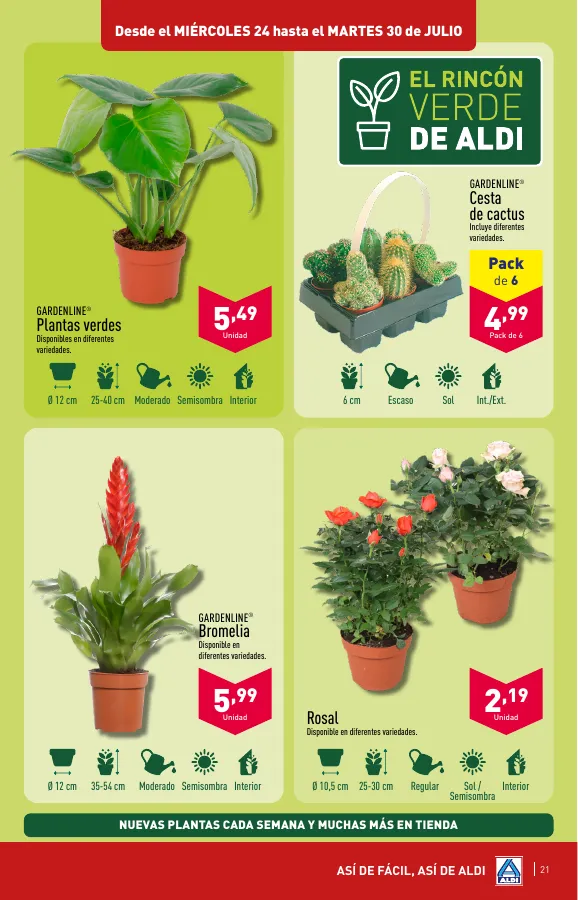 Número de página 21 del folleto promocional de la tienda Aldi - vienen de cerca, pero con estos precios van a llegar lejos - fecha de vigencia: desde24.07 bis 30.07