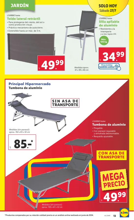 Número de página 39 del folleto promocional de la tienda Lidl - Marca la djferencja. Solo hoy lunes 2 de julio - fecha de vigencia: desde22.07 bis 28.07