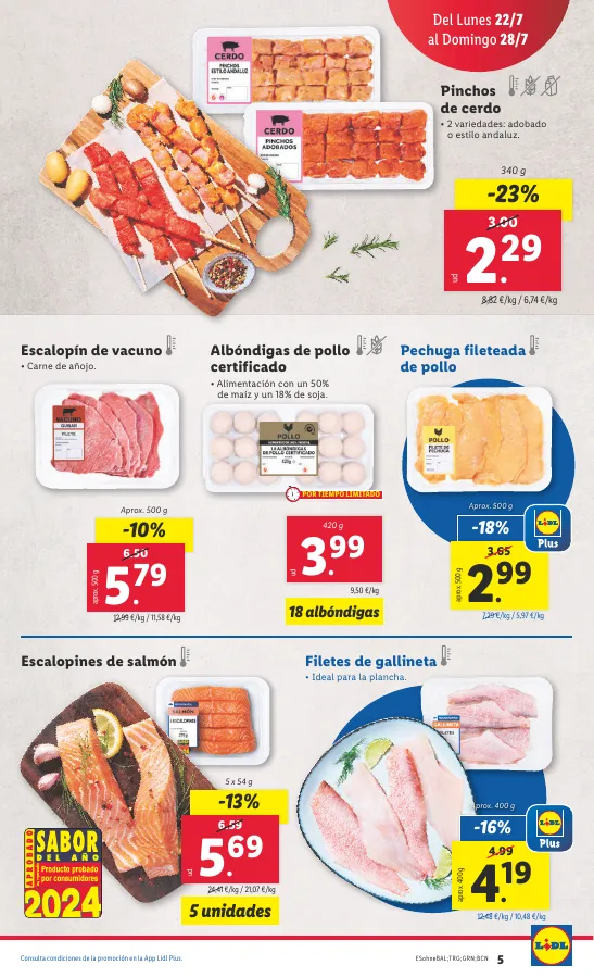 Número de página 5 del folleto promocional de la tienda Lidl - Marca la djferencja. Solo hoy lunes 2 de julio - fecha de vigencia: desde22.07 bis 28.07