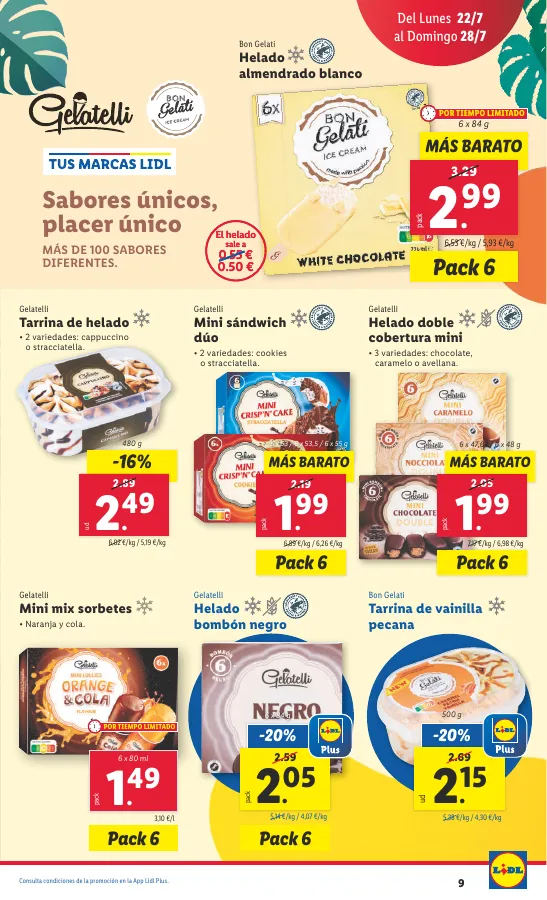 Número de página 9 del folleto promocional de la tienda Lidl - Marca la djferencja. Solo hoy lunes 2 de julio - fecha de vigencia: desde22.07 bis 28.07