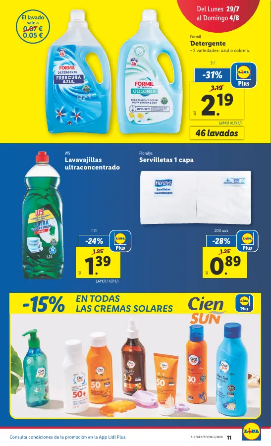 Número de página 11 del folleto promocional de la tienda Lidl - Marca la djferecia. Solo hoy lunes 29 de julio - fecha de vigencia: desde29.07 bis 04.08