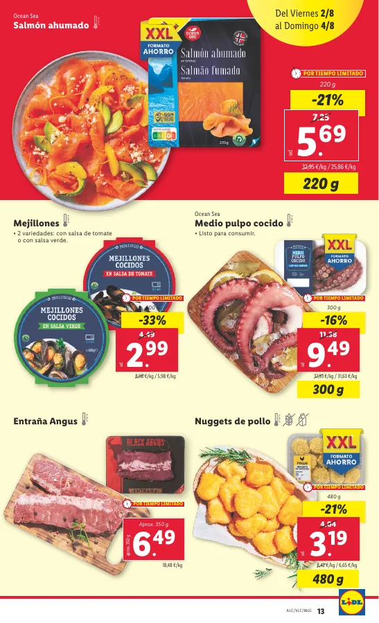 Número de página 13 del folleto promocional de la tienda Lidl - Marca la djferecia. Solo hoy lunes 29 de julio - fecha de vigencia: desde29.07 bis 04.08