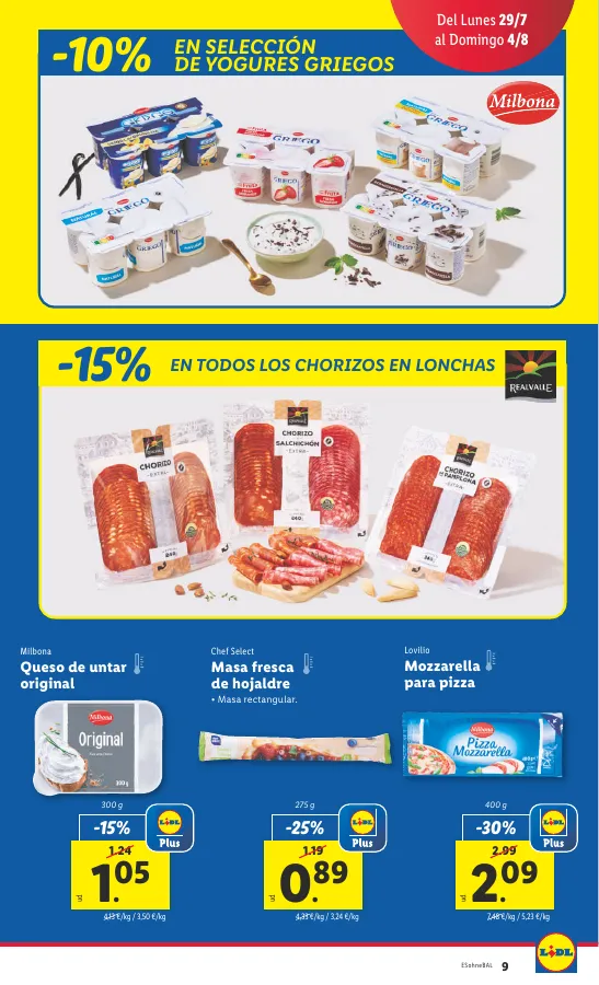 Número de página 9 del folleto promocional de la tienda Lidl - Marca la djferecia. Solo hoy lunes 29 de julio - fecha de vigencia: desde29.07 bis 04.08