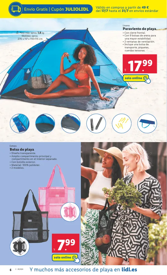 Número de página 6 del folleto promocional de la tienda Lidl - Catalogo exclusivo lidl.es solo online - fecha de vigencia: desde17.07 bis 28.07