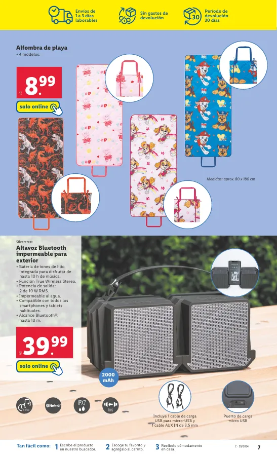 Número de página 7 del folleto promocional de la tienda Lidl - Catalogo exclusivo lidl.es solo online - fecha de vigencia: desde17.07 bis 28.07