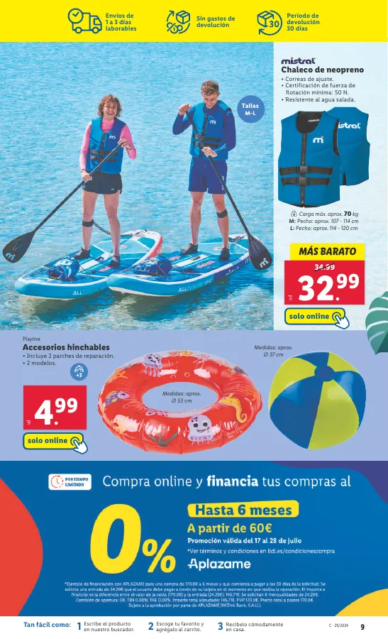 Número de página 9 del folleto promocional de la tienda Lidl - Catalogo exclusivo lidl.es solo online - fecha de vigencia: desde17.07 bis 28.07