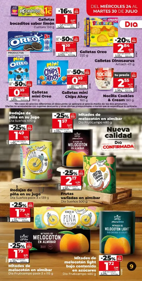 Número de página 9 del folleto promocional de la tienda Dia - nueva calidad dia confirmada - fecha de vigencia: desde24.07 bis 30.07