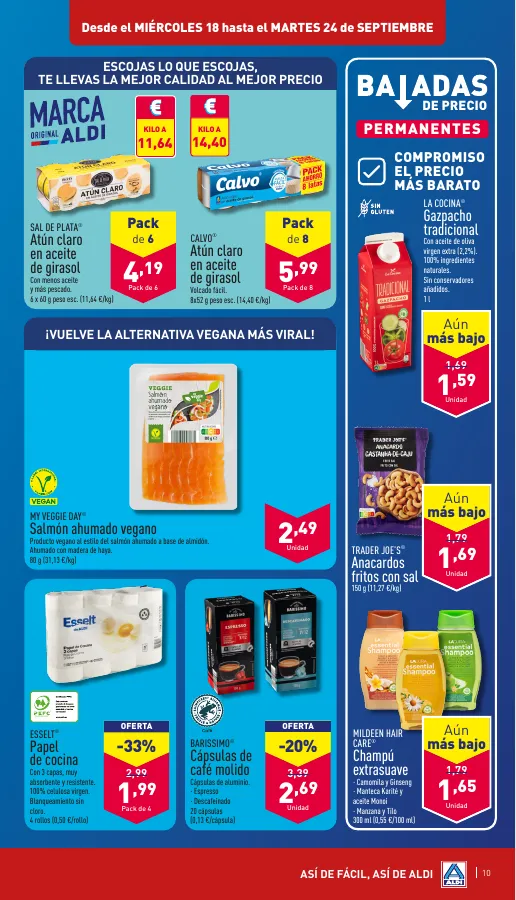 Número de página 10 del folleto promocional de la tienda Aldi - De temporada por muy poco - fecha de vigencia: desde18.09 bis 24.09