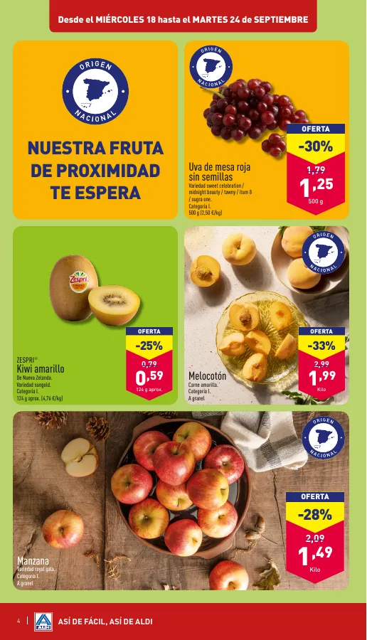 Número de página 4 del folleto promocional de la tienda Aldi - De temporada por muy poco - fecha de vigencia: desde18.09 bis 24.09