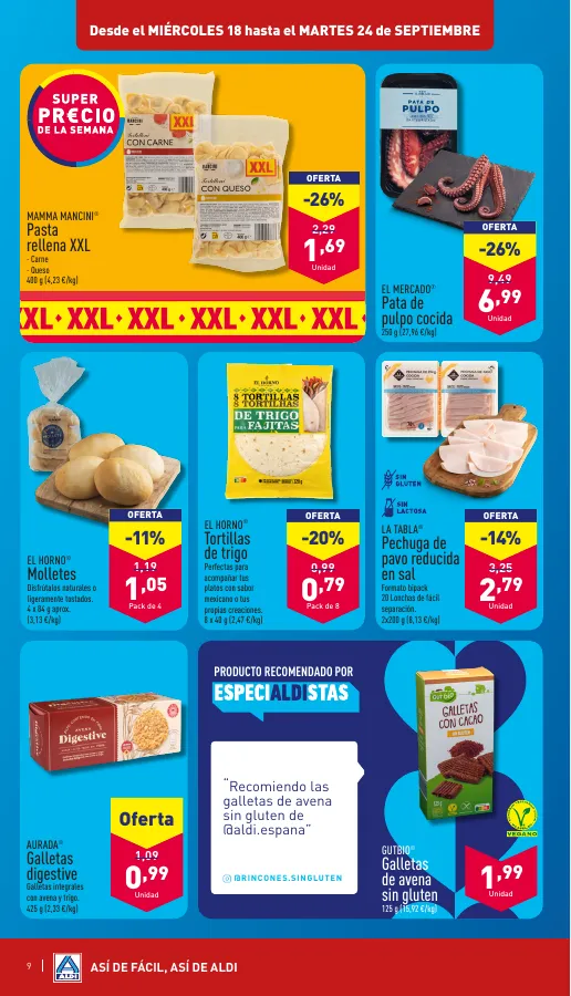 Número de página 9 del folleto promocional de la tienda Aldi - De temporada por muy poco - fecha de vigencia: desde18.09 bis 24.09