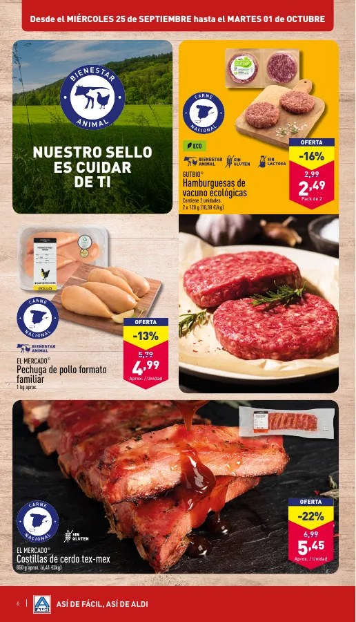 Número de página 6 del folleto promocional de la tienda Aldi - A este precio nomal que sea el unico fruto del amor - fecha de vigencia: desde25.09 bis 02.10