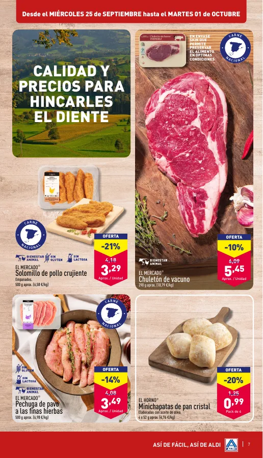 Número de página 7 del folleto promocional de la tienda Aldi - A este precio nomal que sea el unico fruto del amor - fecha de vigencia: desde25.09 bis 02.10