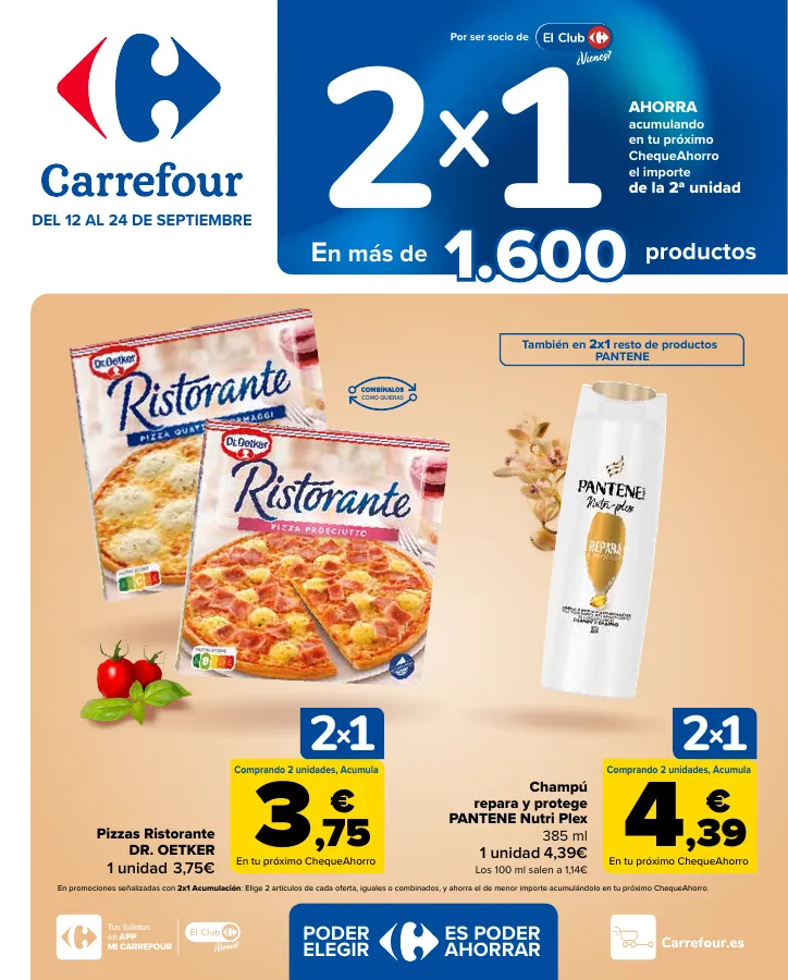 Número de página 1 del folleto promocional de la tienda Carrefour - Ahorra acumulando - fecha de vigencia: desde12.09 bis 24.09