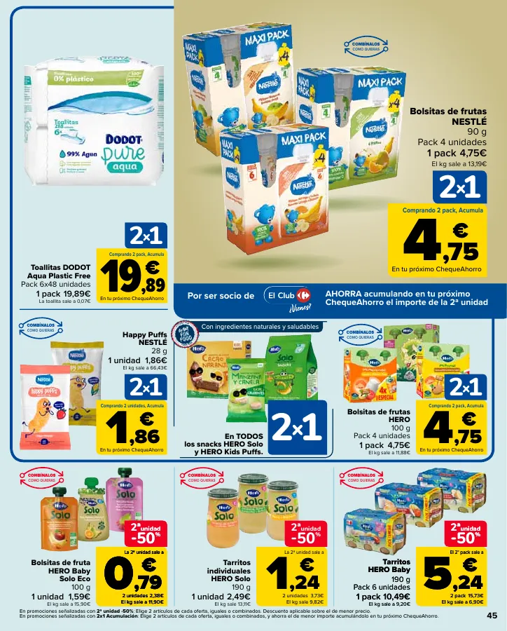 Número de página 45 del folleto promocional de la tienda Carrefour - Ahorra acumulando - fecha de vigencia: desde12.09 bis 24.09