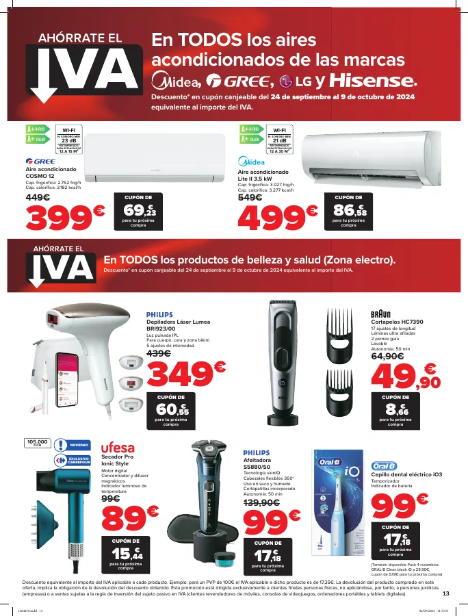 Número de página 13 del folleto promocional de la tienda Carrefour - Electrodomesticos y productos de electronica - fecha de vigencia: desde17.09 bis 23.09