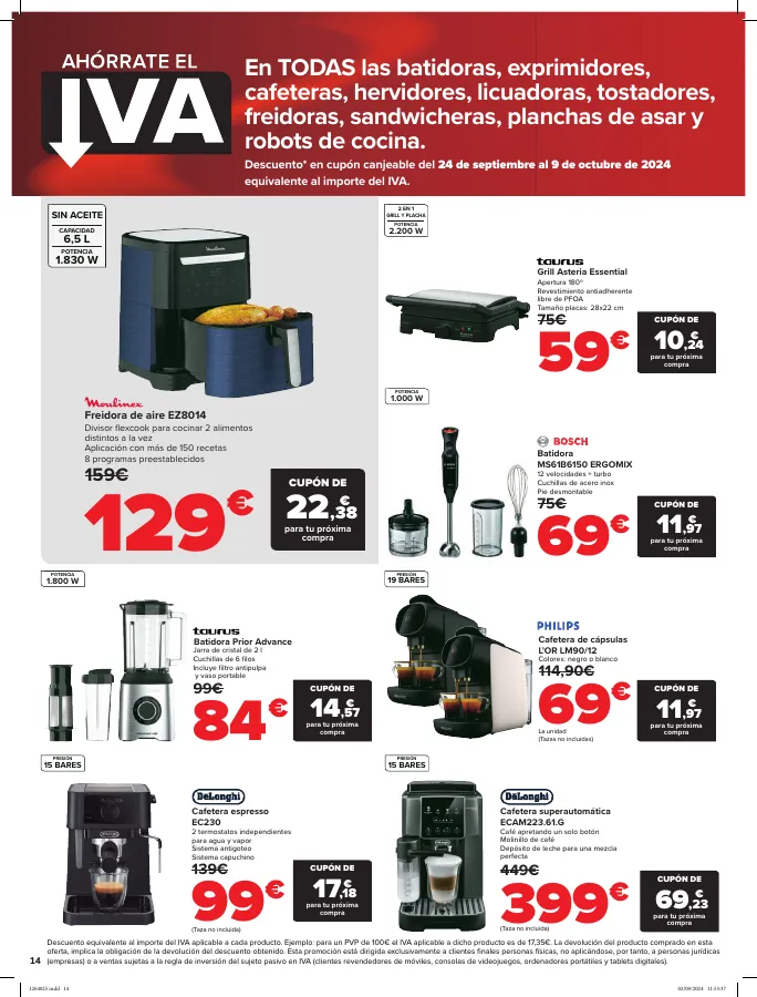 Número de página 14 del folleto promocional de la tienda Carrefour - Electrodomesticos y productos de electronica - fecha de vigencia: desde17.09 bis 23.09