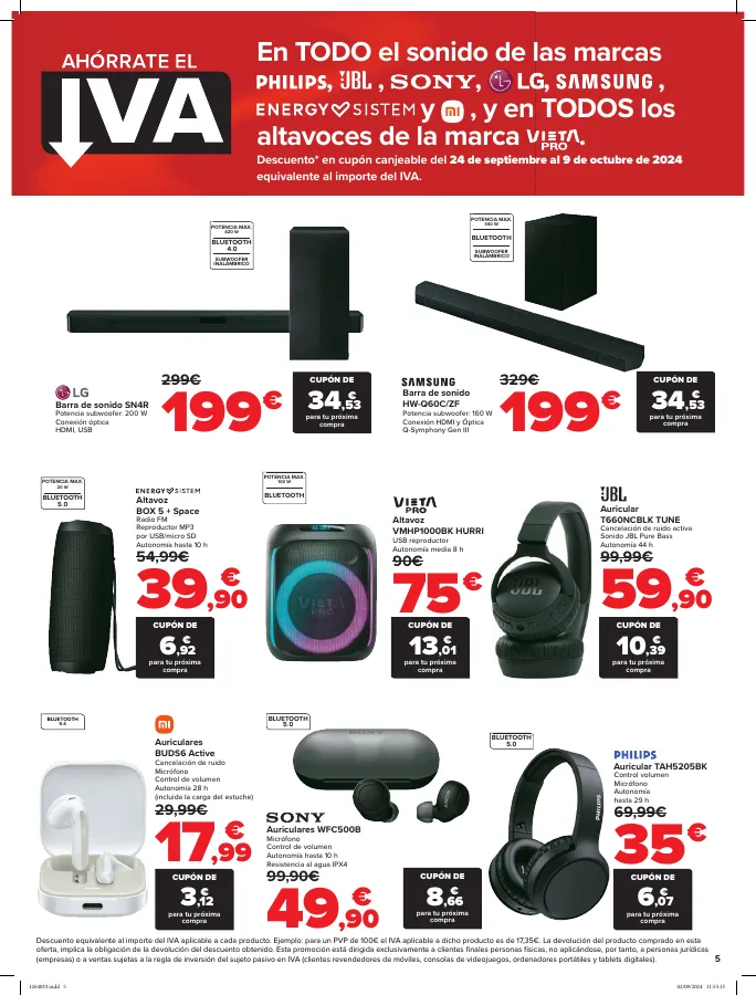 Número de página 5 del folleto promocional de la tienda Carrefour - Electrodomesticos y productos de electronica - fecha de vigencia: desde17.09 bis 23.09