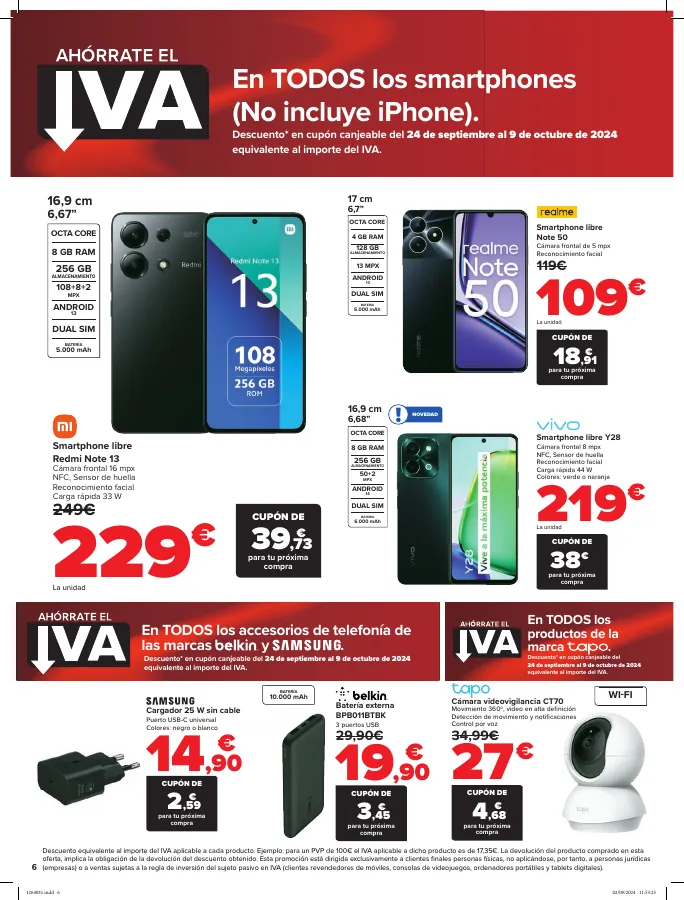 Número de página 6 del folleto promocional de la tienda Carrefour - Electrodomesticos y productos de electronica - fecha de vigencia: desde17.09 bis 23.09