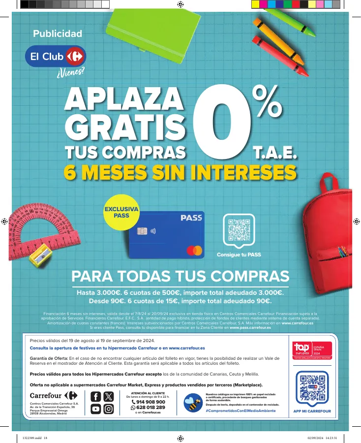 Número de página 18 del folleto promocional de la tienda Carrefour - Vuelta cole ahorro - fecha de vigencia: desde19.08 bis 19.09