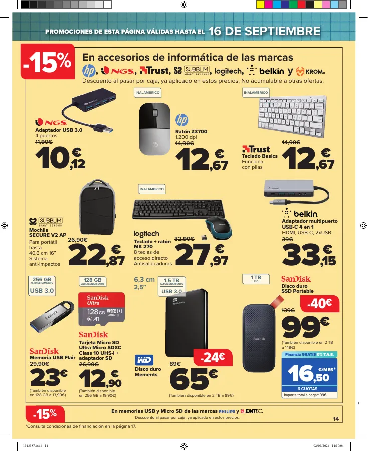 Número de página 14 del folleto promocional de la tienda Carrefour - vuelta cole ahorro - fecha de vigencia: desde19.08 bis 19.09