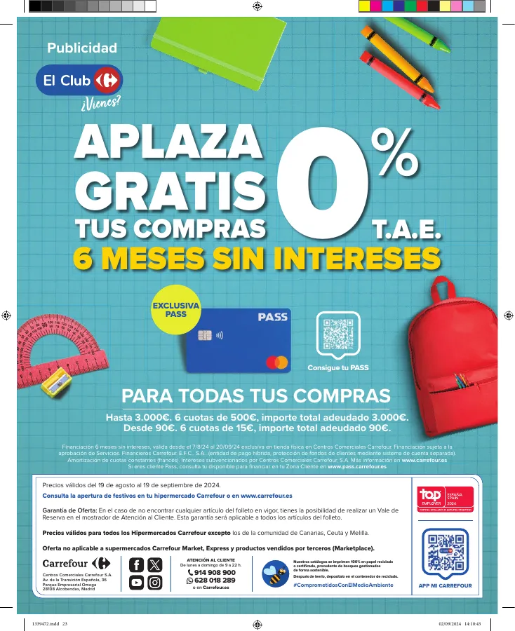 Número de página 23 del folleto promocional de la tienda Carrefour - vuelta cole ahorro - fecha de vigencia: desde19.08 bis 19.09