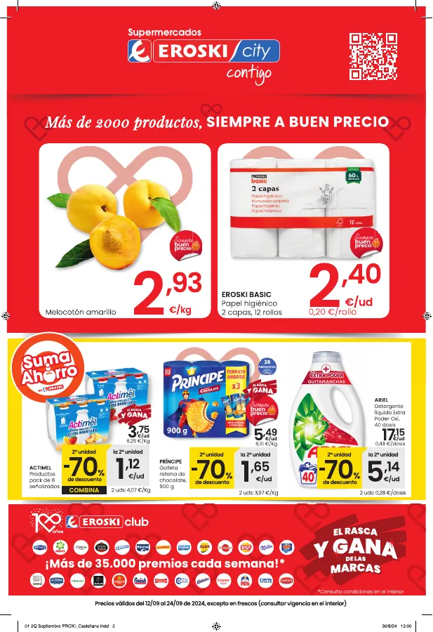 Número de página 1 del folleto promocional de la tienda Eroski - Más de 2000 productos, SIEMPRE A BUEN PRECIO - fecha de vigencia: desde12.09 bis 25.09