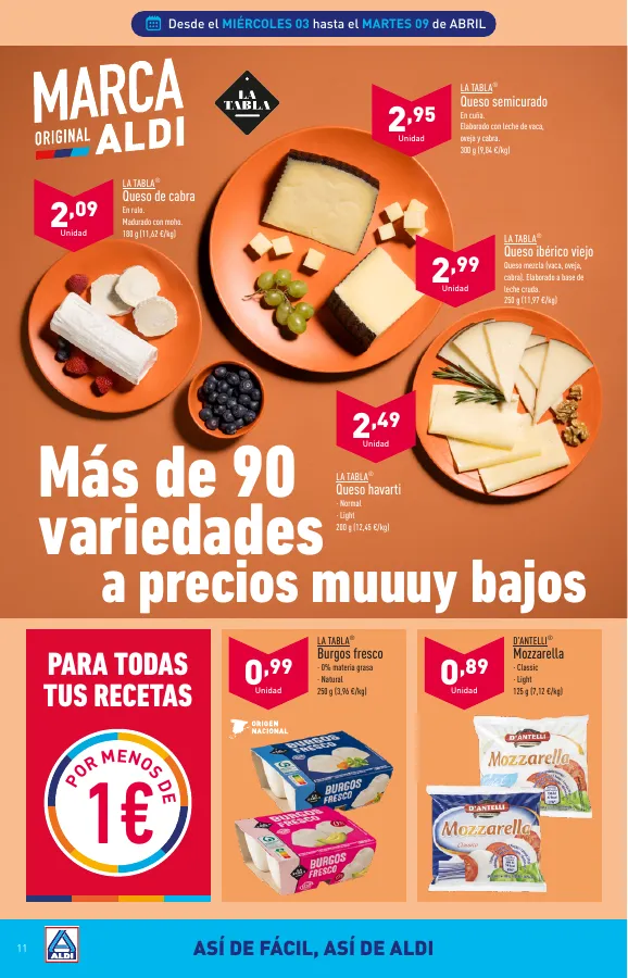 Número de página 11 del folleto promocional de la tienda Aldi - Folleto semanal - fecha de vigencia: desde03.04 bis 09.04